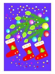 Christmas Tree and Stockings vector clipart illustration
