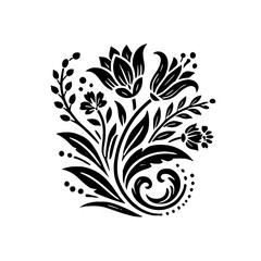 Elegant Black and White Floral Design: Vintage Botanical Illustration, Classic Flower Pattern, Stylish Home Decor, Nature-Inspired Wallpaper