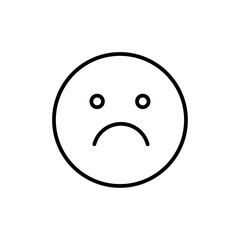 Fototapeta premium Sad, upset or lonely emoticon icon black and white vector sign