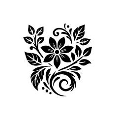 Elegant Black and White Floral Design: Vintage Botanical Illustration, Classic Monochrome Pattern for Decor