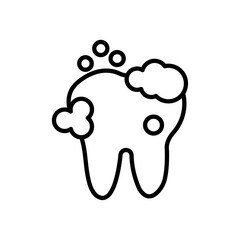 tooth cleaning icon black and white vector sign