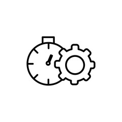 Time management icon black and white vector sign