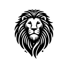 Majestic Lion Head: A Black and White Vector Portrait of a King of the Jungle