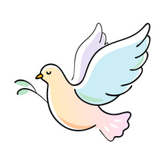 Fototapeta premium Dove flying with olive branch icon