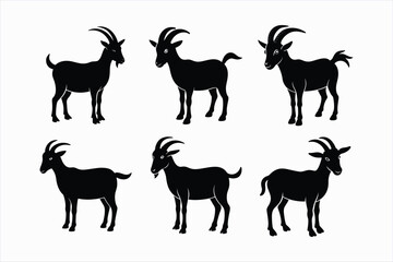 Set of goat vector illustration