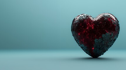 Glowing Obsidian Heart: A 3D Render of a Dark, Glowing Heart