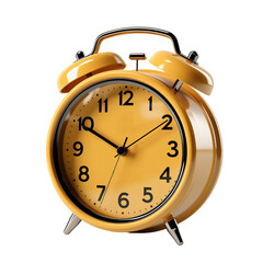 Yellow Alarm Clock Isolated On Transparent Background	