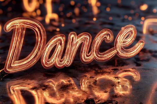 Bright and creative light effect showcasing the word dance in an abstract artistic style with a shimmering background - Powered by Adobe