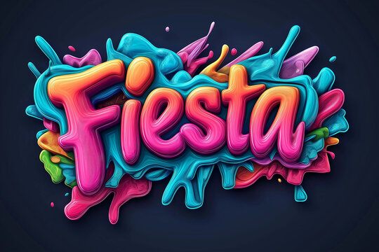 Creative design featuring vibrant colors and playful text celebrating a joyful fiesta theme