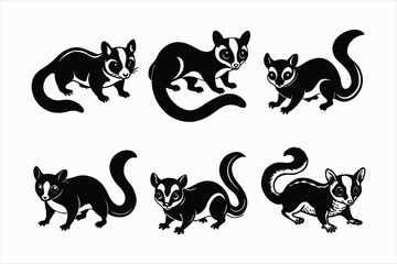 Set of sugar glider vector illustration