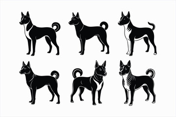 Set of  Canaan dog vector illustration