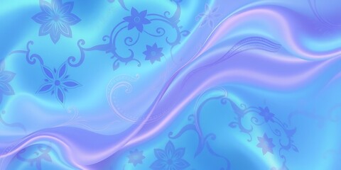 Abstract blue wave pattern with floral elements and soft light design