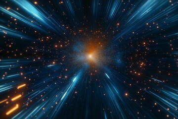 Naklejka premium Abstract flight in space hyper jump 3d illustration, light stream