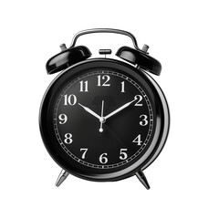 Black Alarm Clock Isolated On Transparent Background	