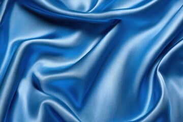 Fototapeta premium A smooth, blue satin fabric draped elegantly, showcasing its texture and sheen.