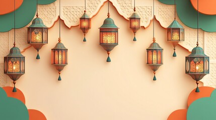 Elegant Paper Style Islamic New Year Background for Festive Celebrations