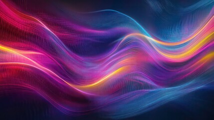 Obraz premium Abstract vibrant neon waves flowing, dynamic energy, color gradient.