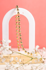 Closeup of a gold neckacle