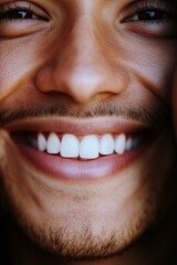 Fototapeta premium Close-up of a bright male smile highlighting joy and confidence
