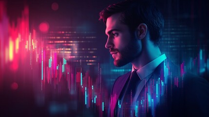 Data and statistics of the stock market and finance analytics in business.