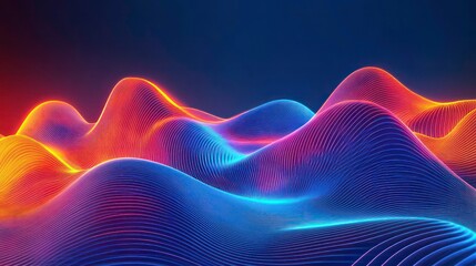 Fototapeta premium Abstract vibrant neon wave landscape.