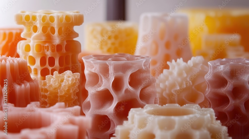 Poster additive manufacturing creates complex porous structures with varying colors, showcasing the potenti