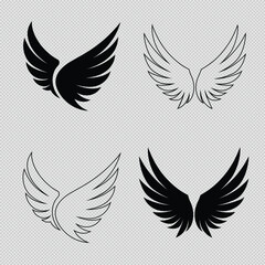 Obraz premium bird wing vector graphics featuring graceful silhouettes and intricate line art designs. Perfect for logo creation, fashion illustrations, and decorative artwork