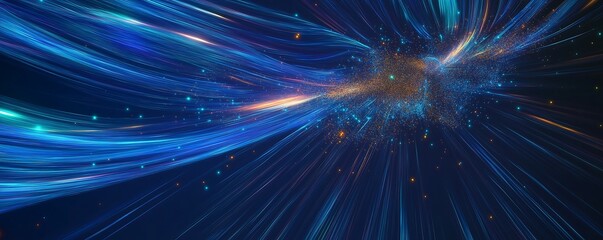 Abstract flight in space hyper jump 3d illustration, light stream