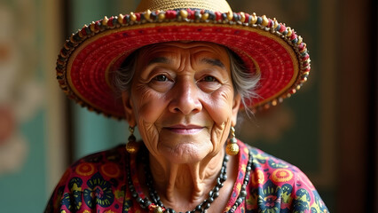 Fototapeta premium Mexican grandmother: a portrait of culture and wisdom 