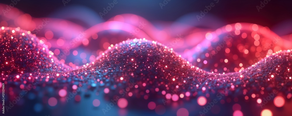 Fototapete abstract digital particle wave with vibrant colors. bokeh, light effects create dynamic texture. sof