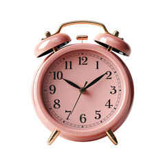 Pink Alarm Clock Isolated On Transparent Background	