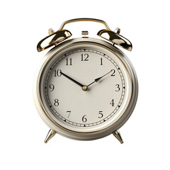 White Alarm Clock Isolated On Transparent Background	