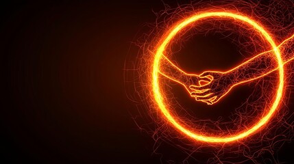 Harmony Day Understanding Friendship Love Abstract hands in a fiery circular connection.