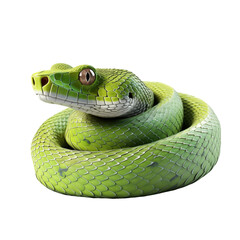 Green Snake On White Background	