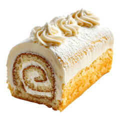 Vanilla Diploma Roll Cake with Frosting on transparent background