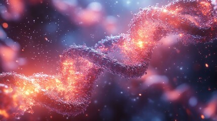 A DNA blueprint emerging from a computer screen in a lab setting, with genetic data streaming into the room. 189