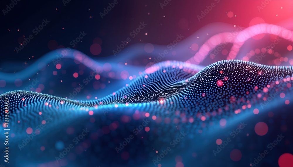 Aufkleber abstract tech design with blue, pink dots, lines. dynamic pattern creates futuristic, elegant mood. 