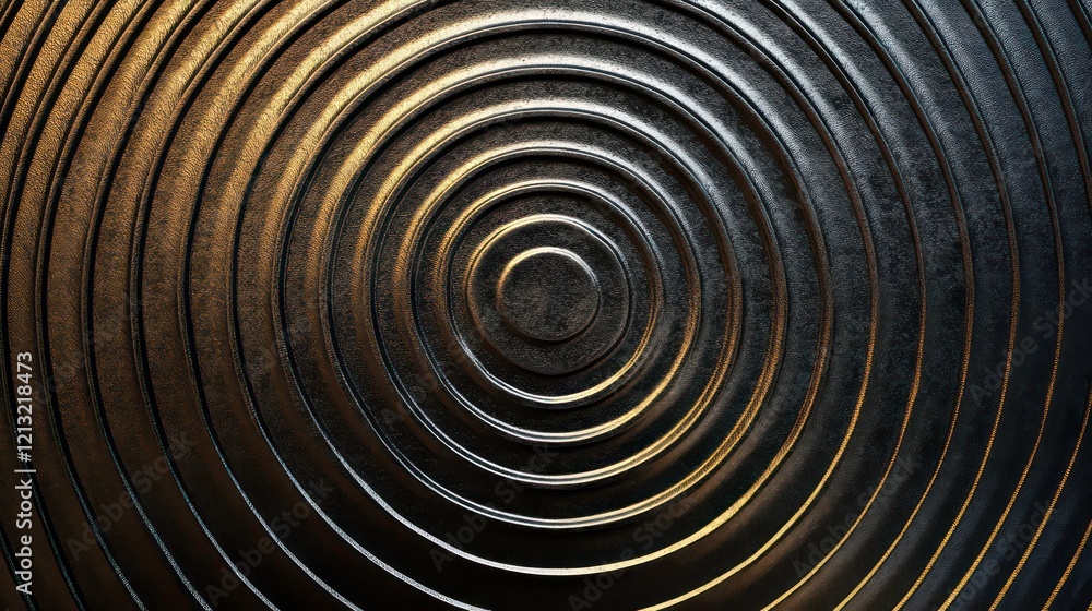 Poster Abstract concentric circles pattern on dark metallic surface.