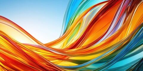 Abstract Wave Design: Colorful swirls of orange, blue, and yellow create a dynamic visual effect, perfect for backgrounds and digital art.