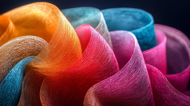 Colorful parabolas are drawn randomly on a simple black background. Clear and clean drawing