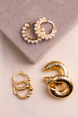 Close up of a gold earring