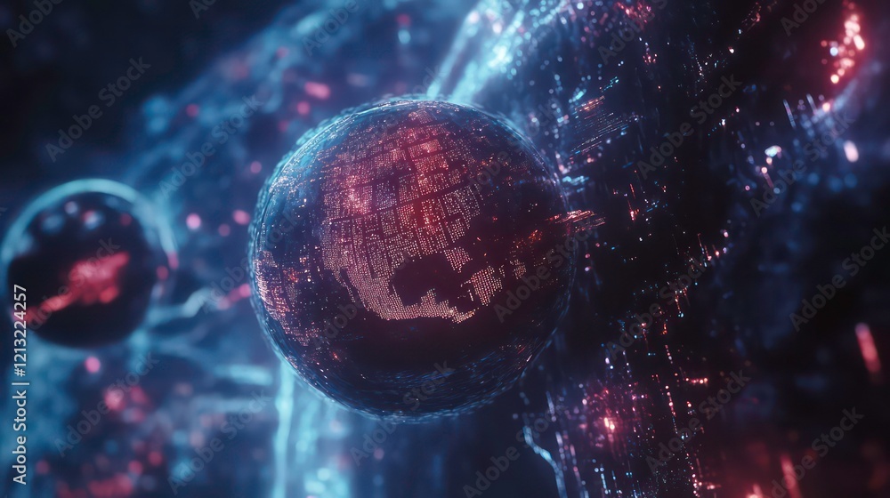 Poster Abstract digital globe with glowing connections.