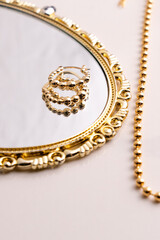 Close up of a gold earring