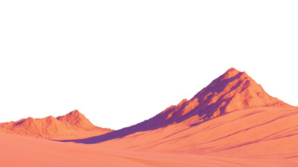 Naklejka premium Surreal Desert Landscape with Vibrant Colors, Mountains, and Ethereal Atmosphere – Transparent Background, Cutout. PNG