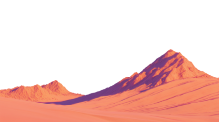 Surreal Desert Landscape with Vibrant Colors, Mountains, and Ethereal Atmosphere – Transparent Background, Cutout. PNG