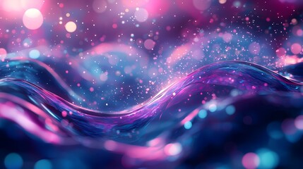 Mesmerizing Glowing Fluid Abstract Cosmic Waves and Swirls with Sparkling Luminous Effects