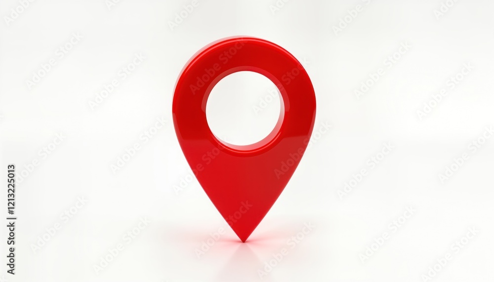 Aufkleber Isolated red location pin graphic. Navigation symbol for maps. Travel GPS pointer. Isolated on white background. Versatile icon for various apps websites. Suitable for maps GPS. Perfect illustration