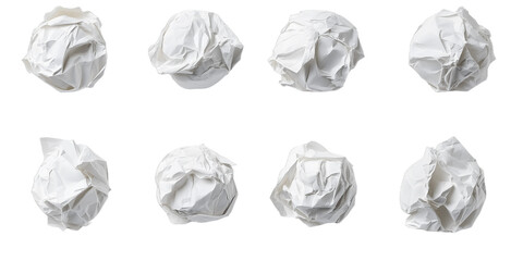 Fototapeta premium Set of crumpled paper on transparent background 