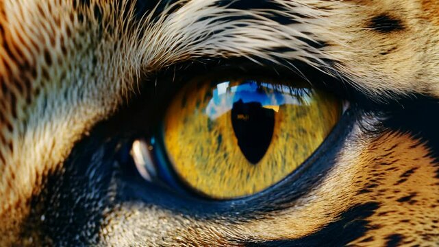4k video of close up on tiger's eyes.