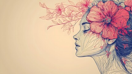 Fototapeta premium Profile of a Feminine Floral Abstract Portrait